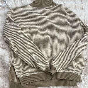 SHEIN Beige and Cream Ribbed Turtleneck Sweater